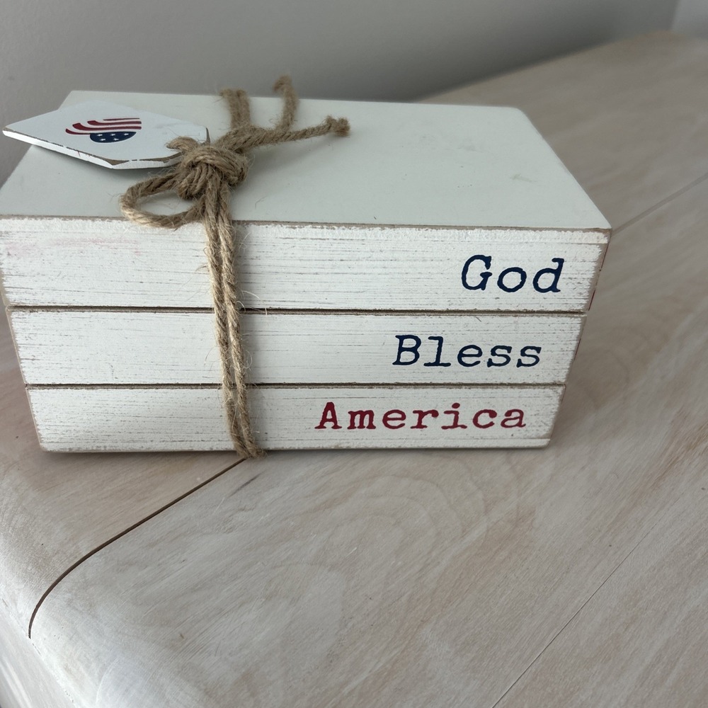 Patriotic Wooden Paper Weight God Bless‎ America Farmhouse Decor